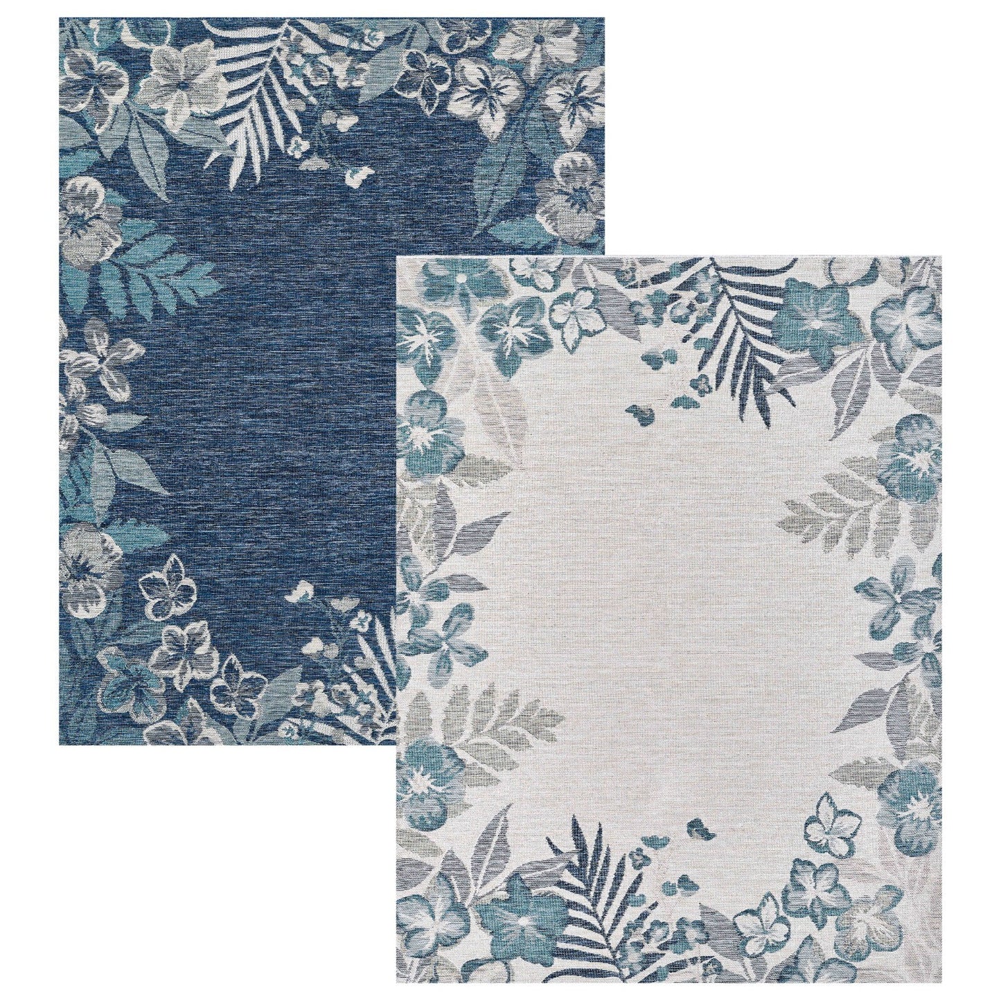 KAS Dahlia 1404 Ivory/Blue Indoor/Outdoor Rug - Rugs - KAS - Atlanta Designer Rugs
