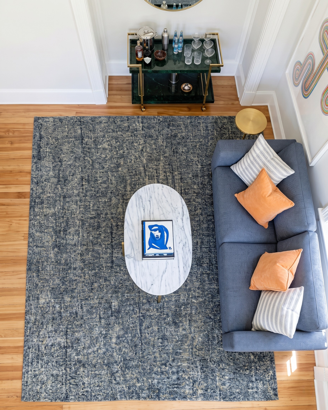 Dalyn Rugs Calisa CS5 Lakeview Overhead: Overhead view of a blue Lakeview area rug by Dalyn Rugs.