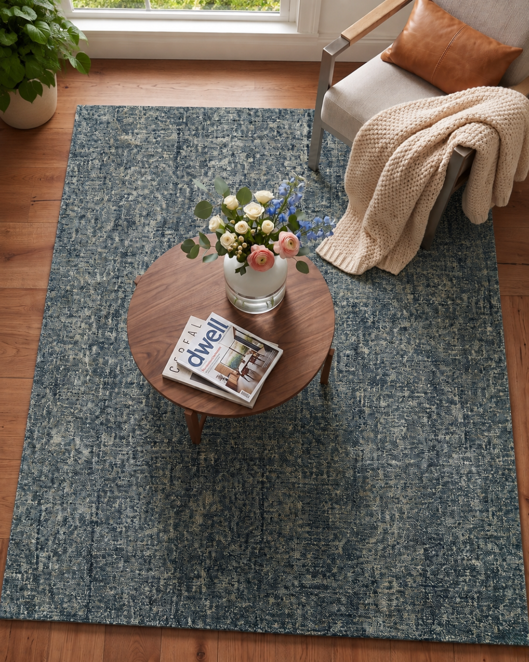 Dalyn Rugs Calisa CS5 Lakeview Style: Blue Lakeview rug by Dalyn Rugs styled with modern furniture and warm accents.