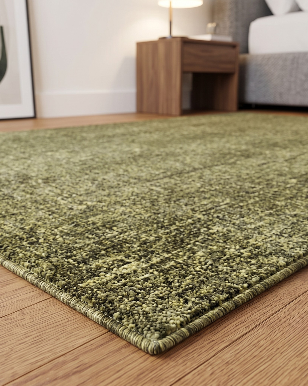 Dalyn Rugs Calisa CS5 Basil Playroom Corner Shot — Textured basil green area rug in a bright Bedroom