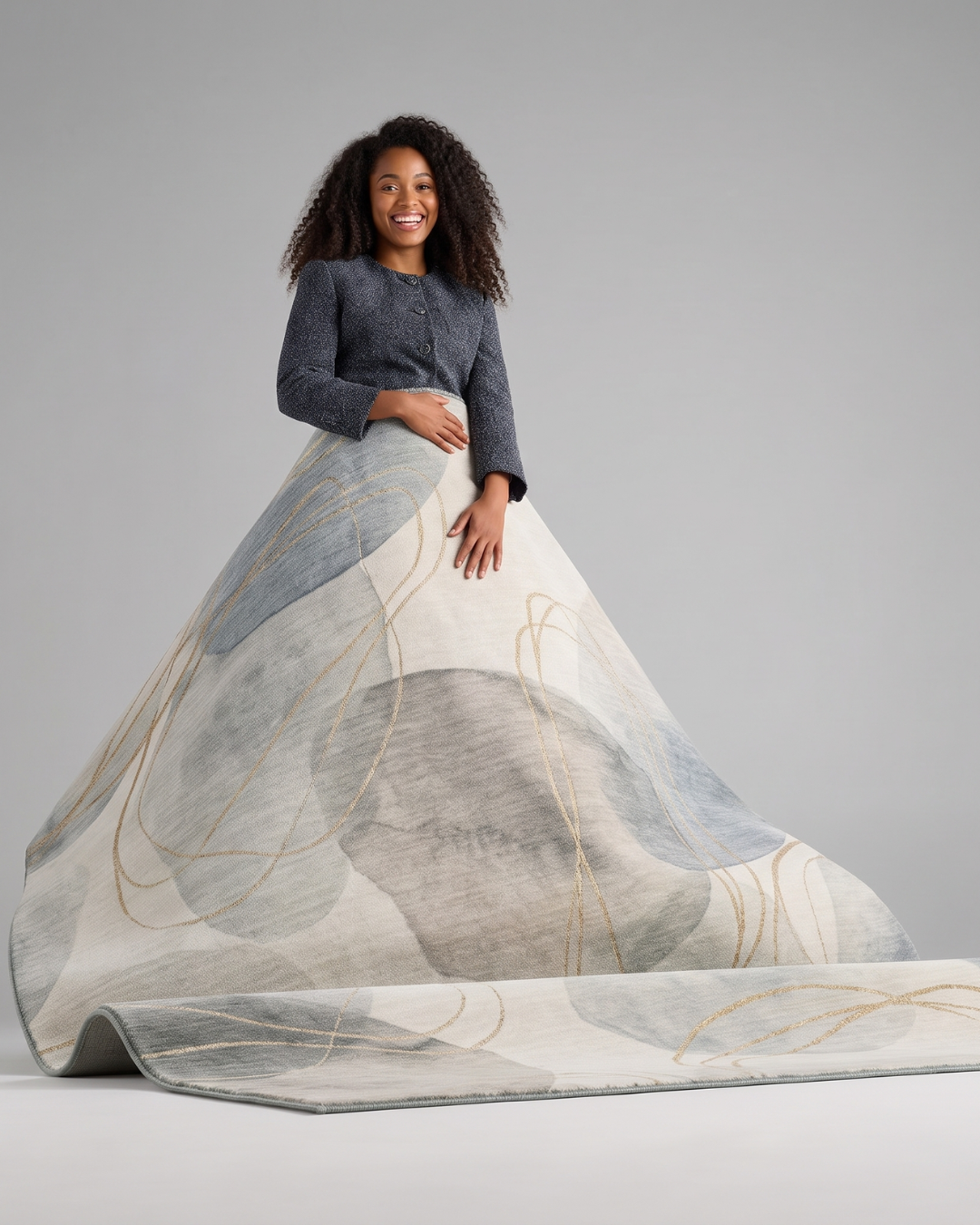 OY15 Pearl Style: Pearl abstract rug with flowing neutral shapes.