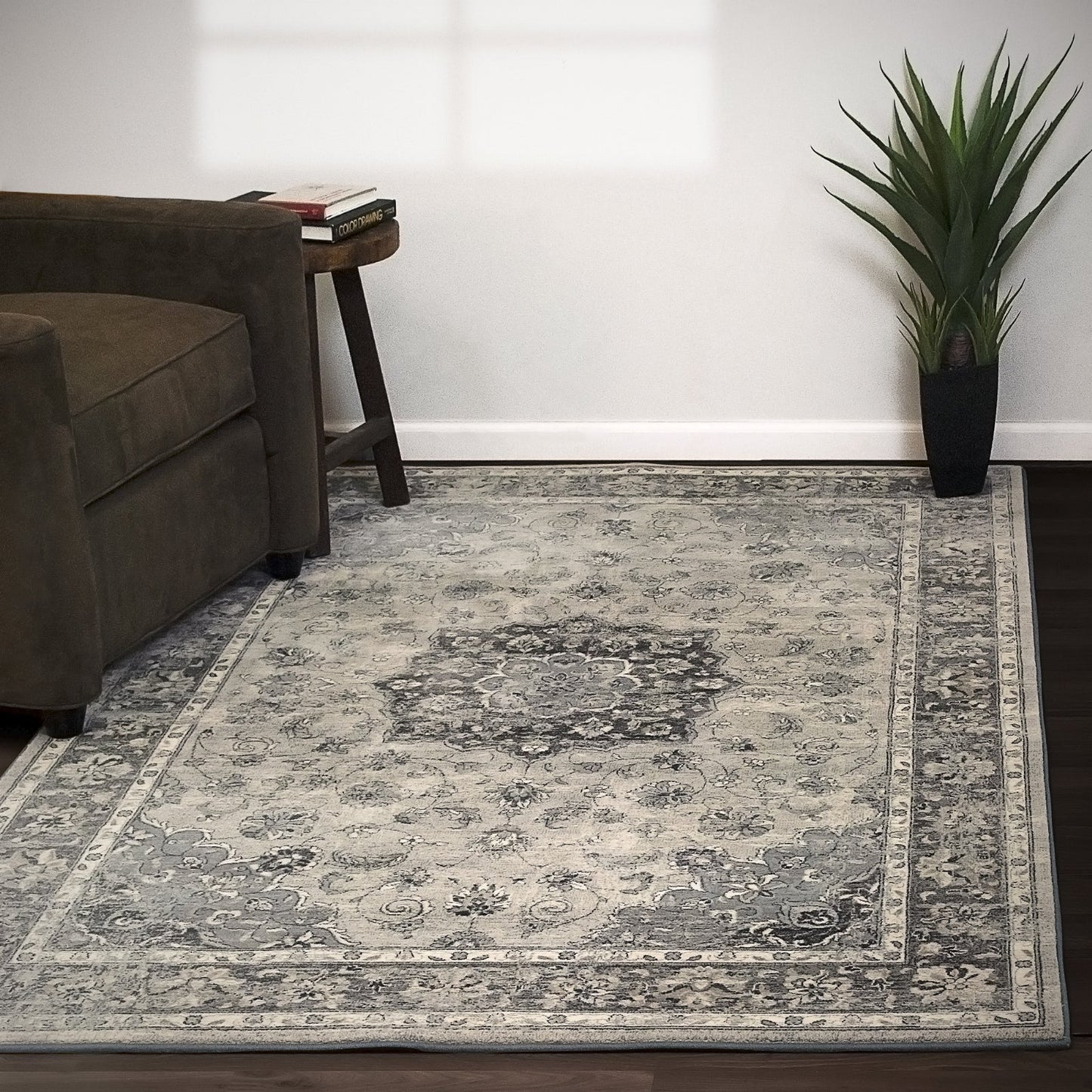Dynamic Rugs Ancient Garden 57559 Silver Grey Traditional Machine-Made Rug