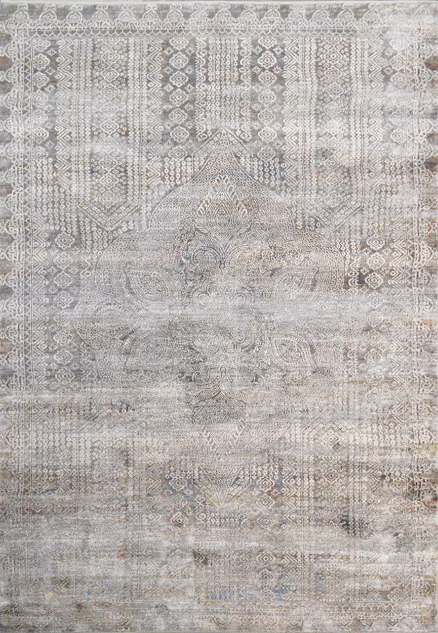Dynamic Rugs Gold 1361 Grey Ivory Navy Modern Machine-Made Rug