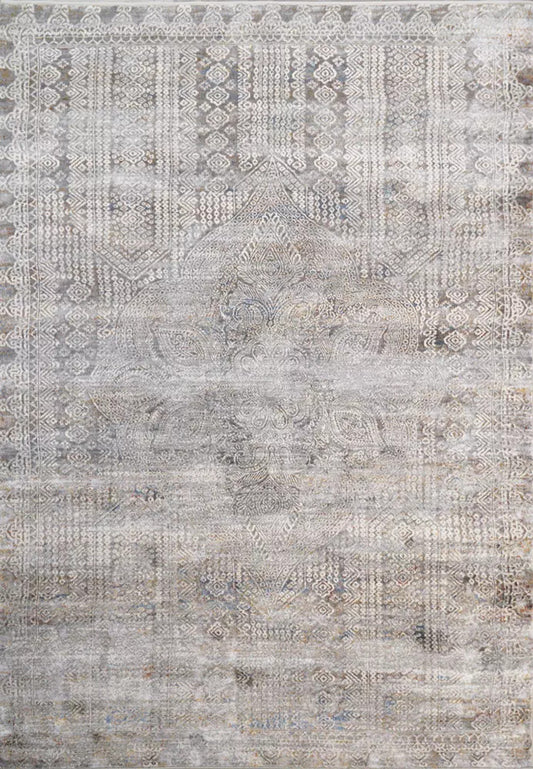 Dynamic Rugs Gold 1361 Grey Ivory Navy Modern Machine-Made Rug