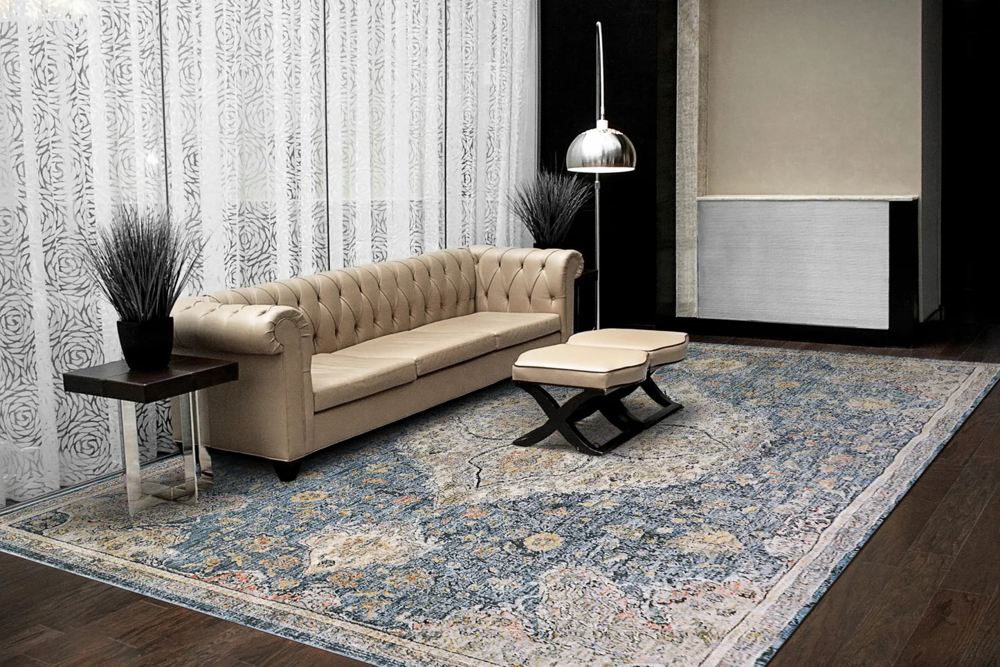 Dynamic Rugs Savoy 3576 Denim Multi   Transitional Machine-Made Rug