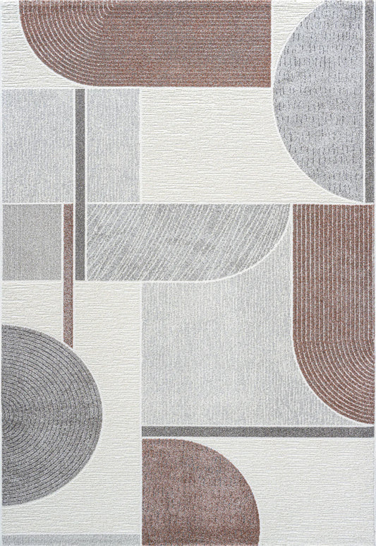 Dynamic Rugs Polaris 46002 Ivory Grey Burgundy Modern Machine-Made Rug