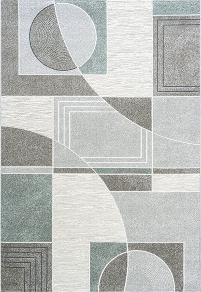 Dynamic Rugs Polaris 46012 Ivory Grey Teal Modern Machine-Made Rug