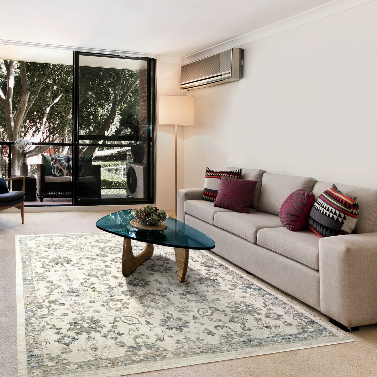 Dynamic Rugs Refine 4634 Cream Grey Blue Contemporary Machine-Made Rug