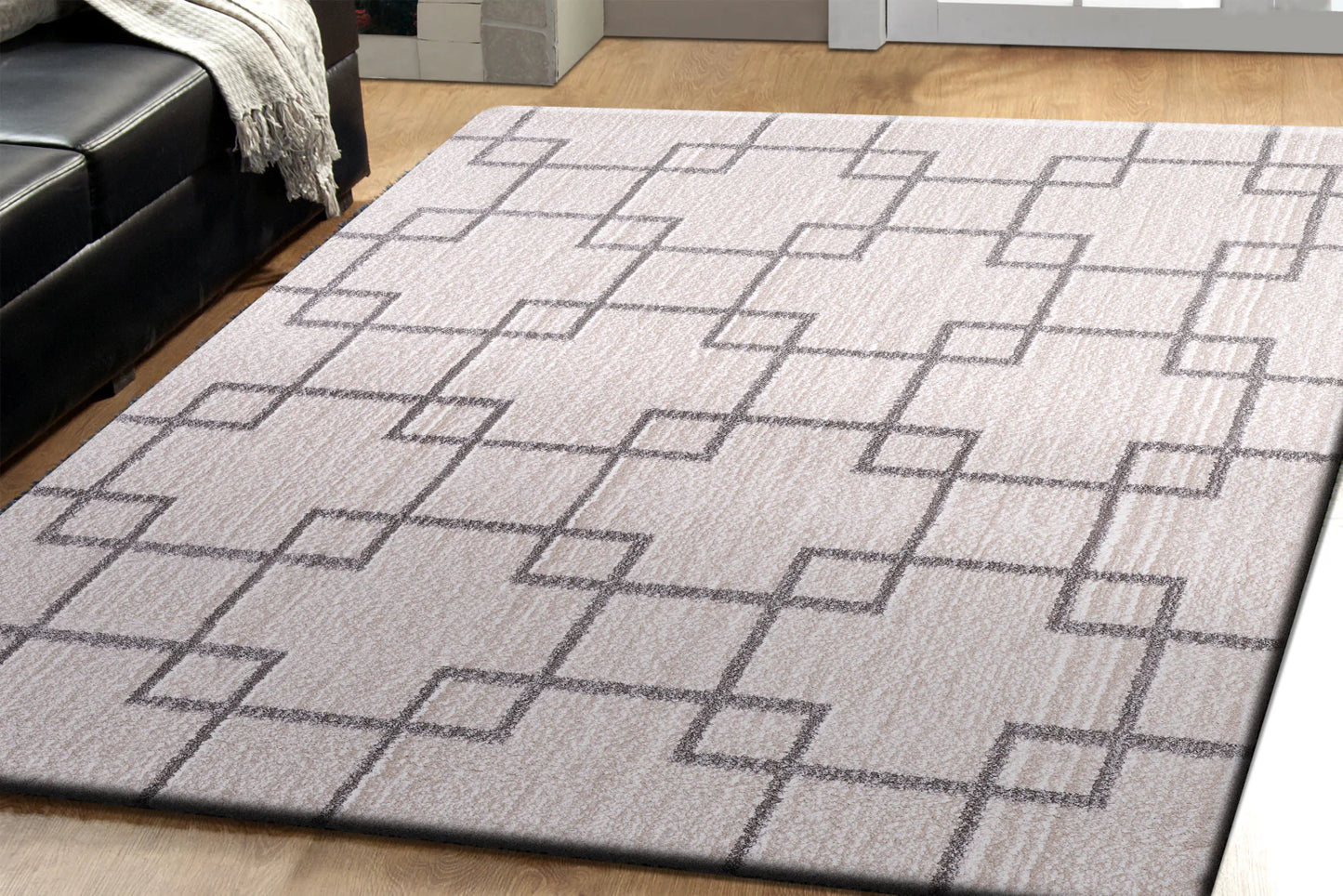 Dynamic Rugs Silky Shag 5901 Ivory Silver Contemporary Machine-Made Rug