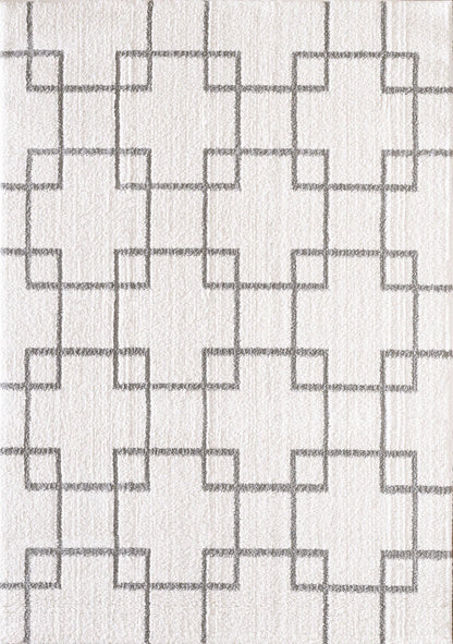 Dynamic Rugs Silky Shag 5901 Ivory Silver Contemporary Machine-Made Rug