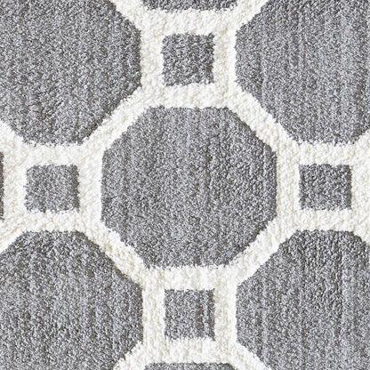 Dynamic Rugs Silky Shag 5903 Silver White Contemporary Machine-Made Rug