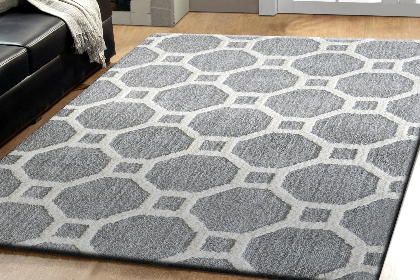 Dynamic Rugs Silky Shag 5903 Silver White Contemporary Machine-Made Rug