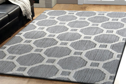 Dynamic Rugs Silky Shag 5903 Silver White Contemporary Machine-Made Rug
