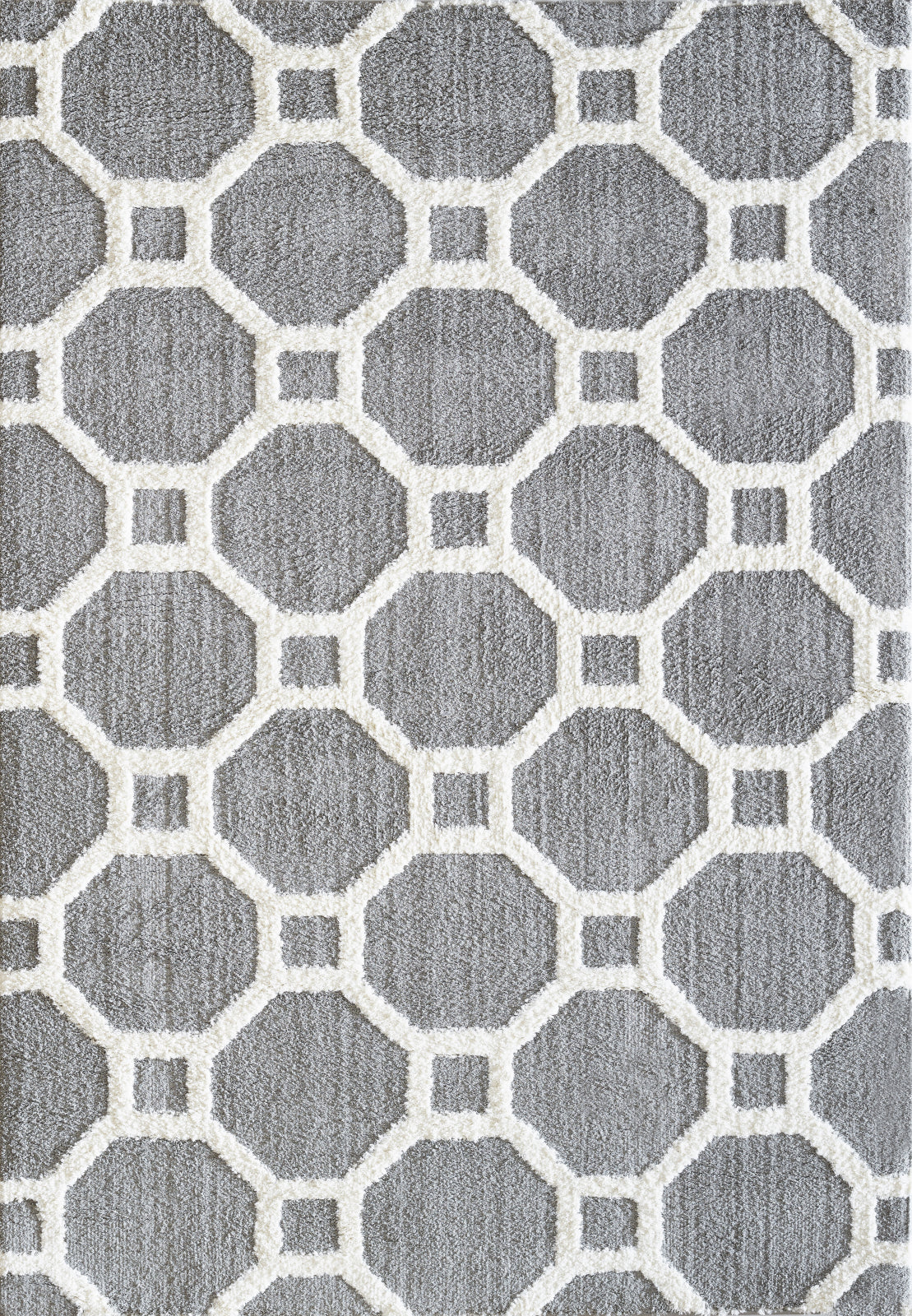 Dynamic Rugs Silky Shag 5903 Silver White Contemporary Machine-Made Rug