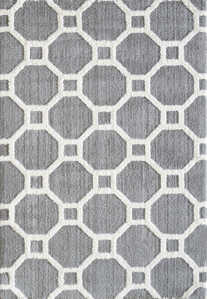 Dynamic Rugs Silky Shag 5903 Silver White Contemporary Machine-Made Rug