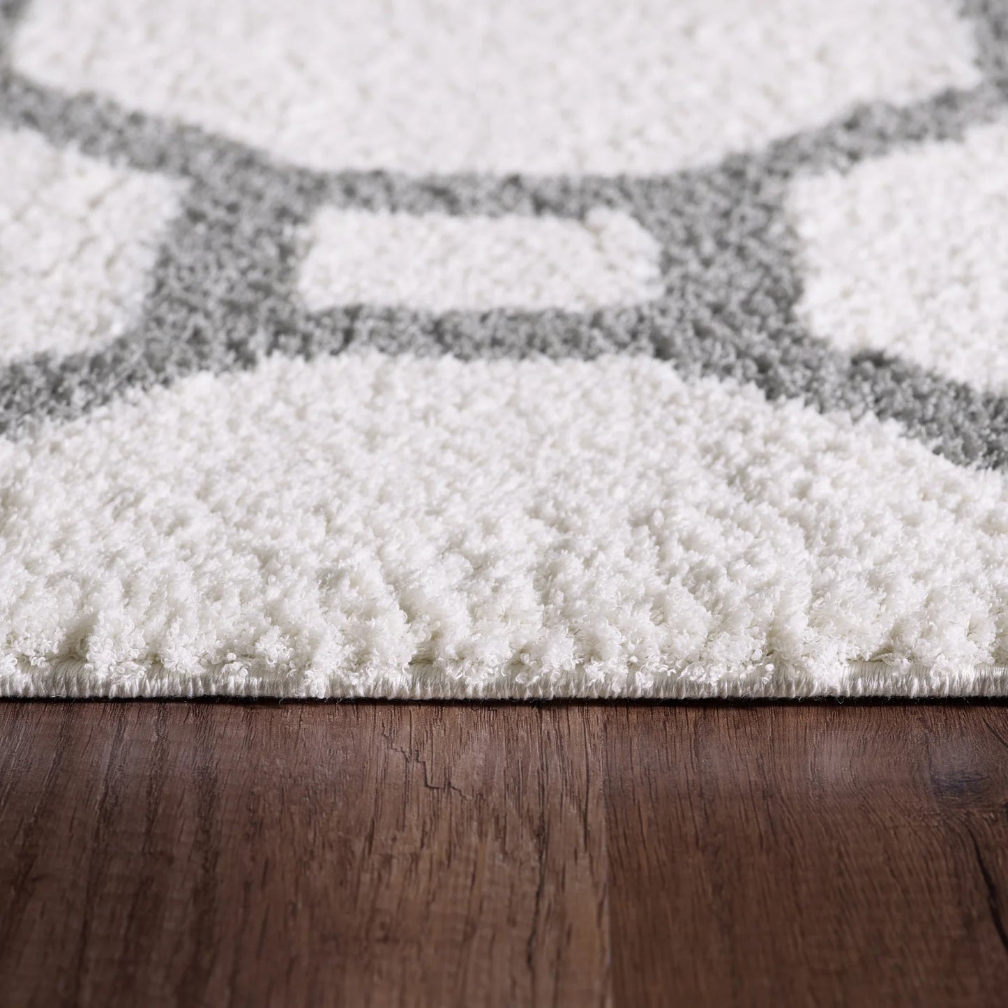 Dynamic Rugs Silky Shag 5903 White Silver Contemporary Machine-Made Rug