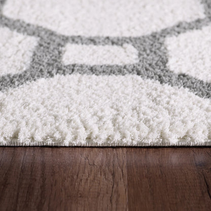 Dynamic Rugs Silky Shag 5903 White Silver Contemporary Machine-Made Rug