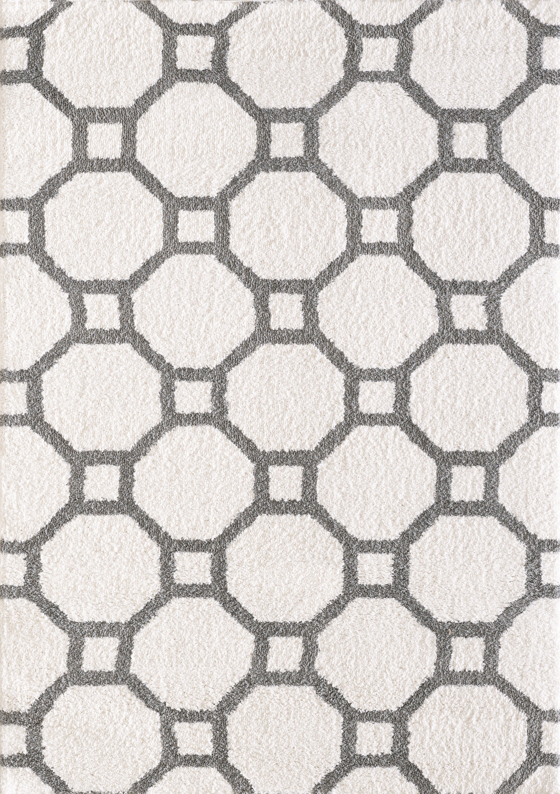 Dynamic Rugs Silky Shag 5903 White Silver Contemporary Machine-Made Rug
