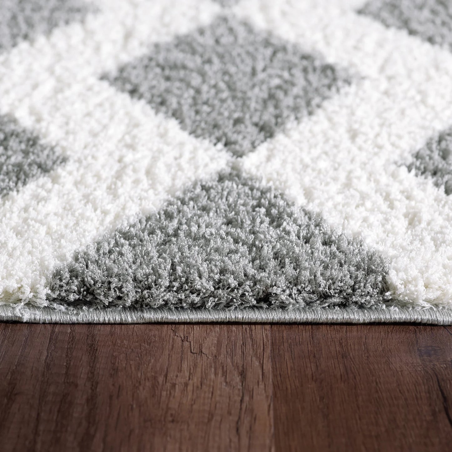 Dynamic Rugs Silky Shag 5904 White Silver Contemporary Machine-Made Rug