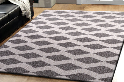 Dynamic Rugs Silky Shag 5904 White Silver Contemporary Machine-Made Rug