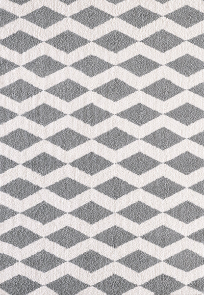 Dynamic Rugs Silky Shag 5904 White Silver Contemporary Machine-Made Rug
