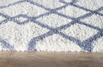 Dynamic Rugs Nitro Lux 6361 Ivory Blue Contemporary Machine-Made Rug