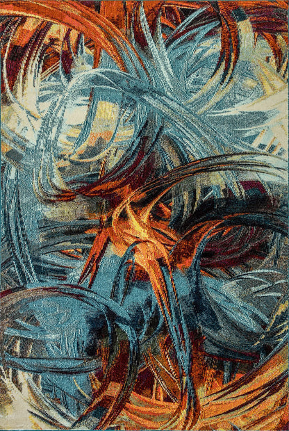 Dynamic Rugs Zodiac 6622 Blue Multi Contemporary Machine-Made Rug