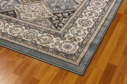 Dynamic Rugs Yazd 8471 Blue Ivory Traditional Machine-Made Rug