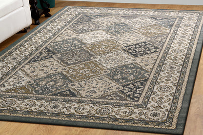 Dynamic Rugs Yazd 8471 Blue Ivory Traditional Machine-Made Rug
