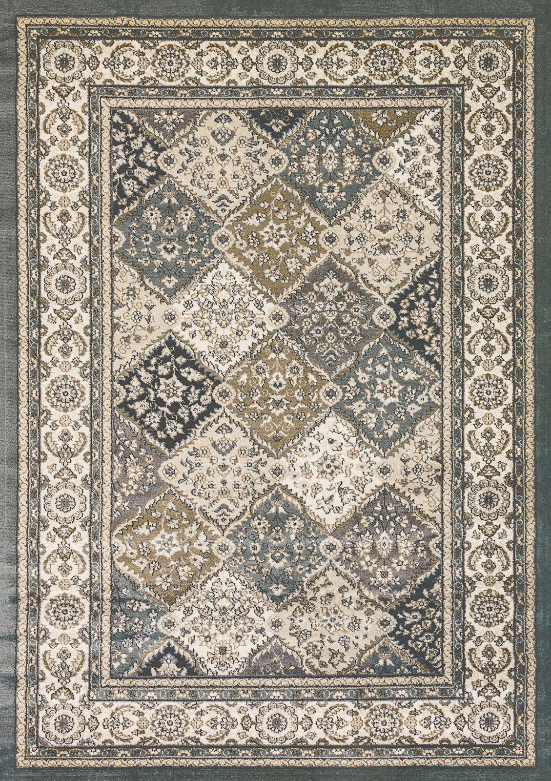 Dynamic Rugs Yazd 8471 Blue Ivory Traditional Machine-Made Rug