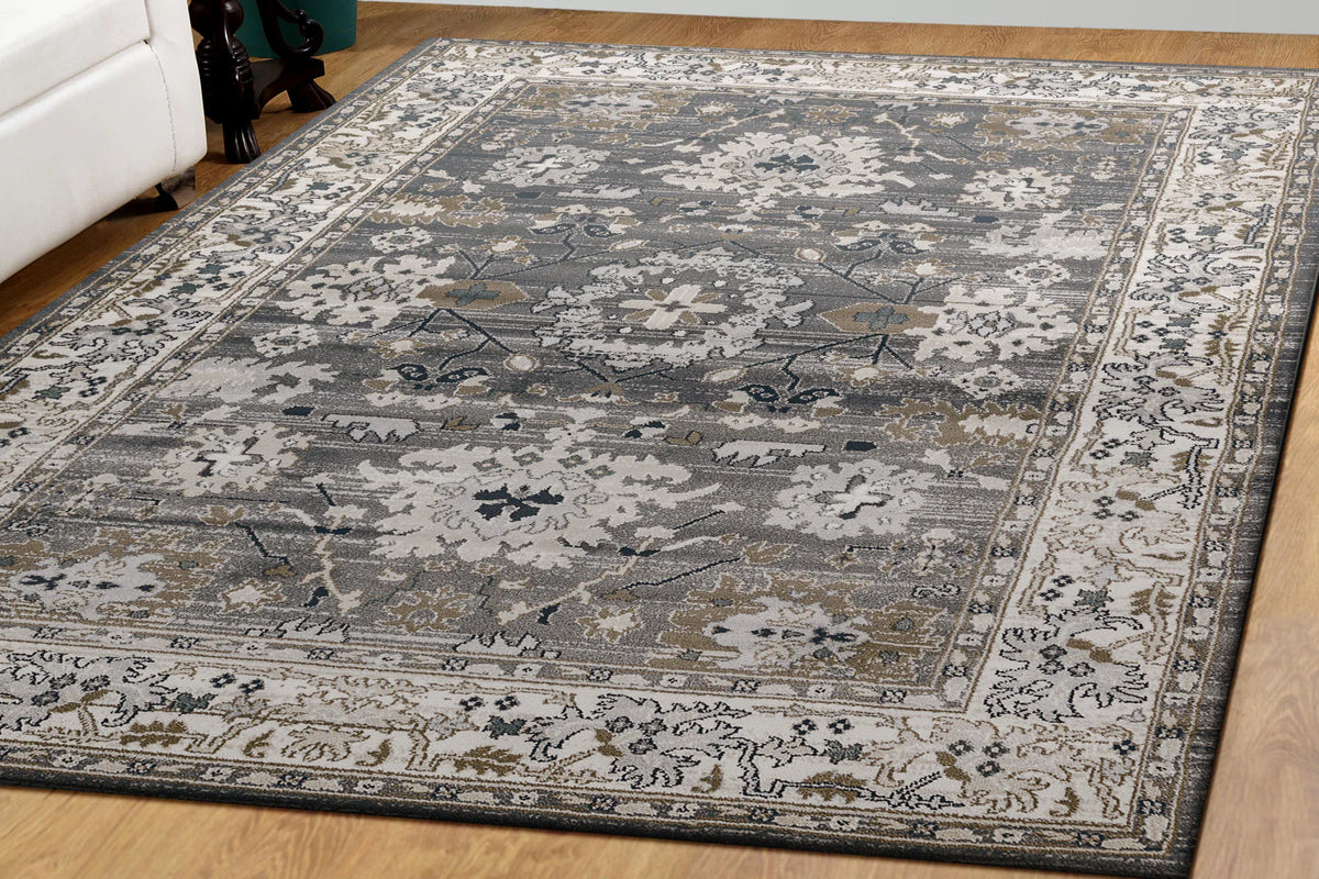 Dynamic Rug 853199 Dynamic Rugs Yazd 8531 Grey Ivory Traditional Machine-Made Rug ...