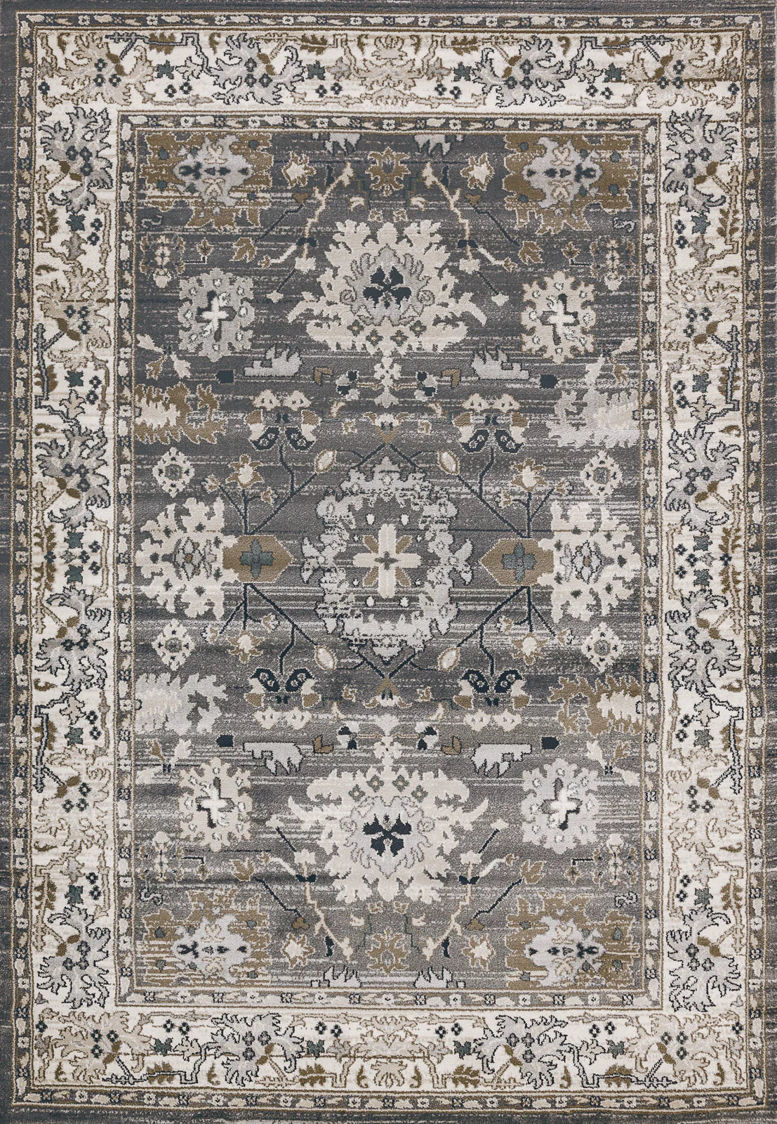 Dynamic Rugs Yazd 8531 Grey Ivory Traditional Machine-Made Rug