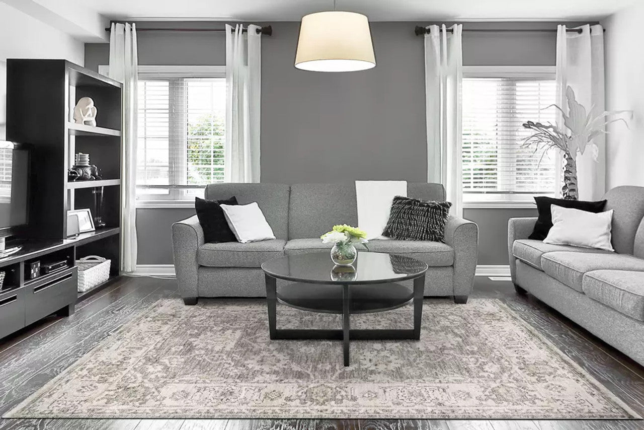 Dynamic Rugs Calypso 13505 Ivory Grey Transitional Machine-Made Rug