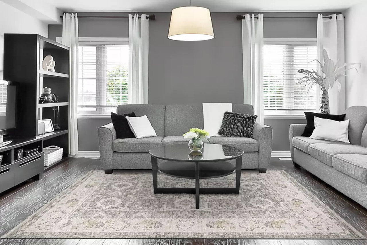 Dynamic Rugs Calypso 13507 Ivory Grey Transitional Machine-Made Rug