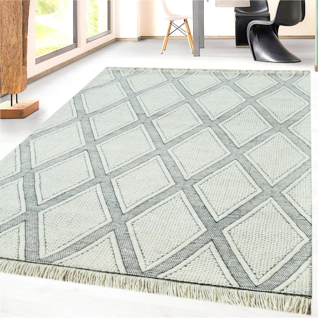 Dynamic Rugs Lola 2121 Ivory Charcoal Modern Handmade Rug