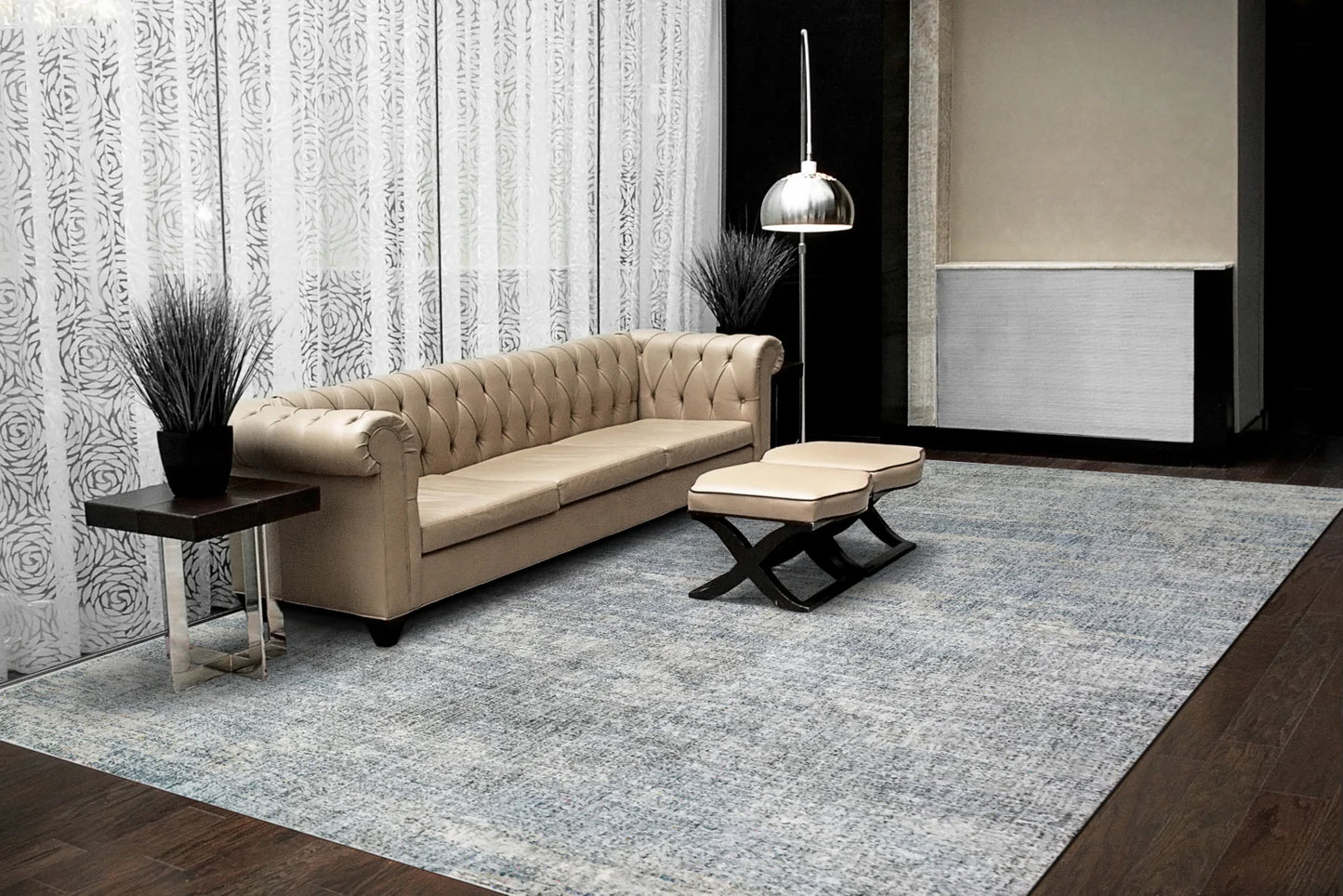 Dynamic Rugs Savoy 3574 Silver Blue Beige   Contemporary Machine-Made Rug