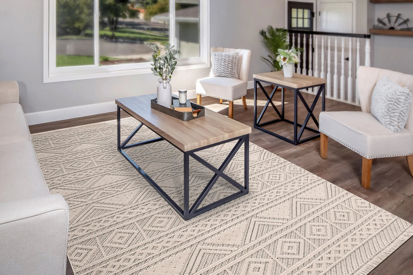 Dynamic Rugs Seville 3607 Ivory Soft Grey Modern Machine-Made Rug