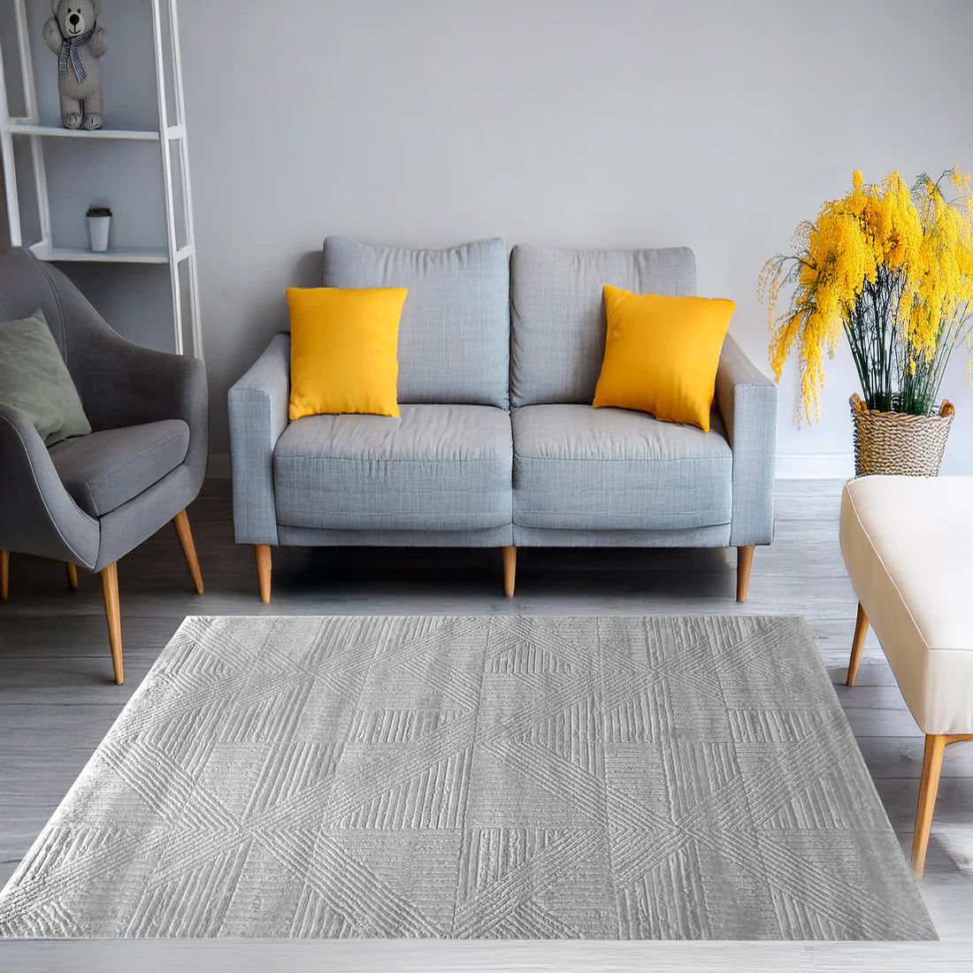 Dynamic Rugs Arten 3753 Cream Grey Modern Machine-Made Rug