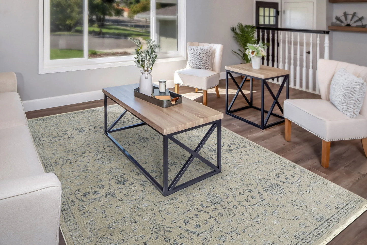 Dynamic Rugs Bailey 3880 Grey Blue Transitional Machine-Made Rug