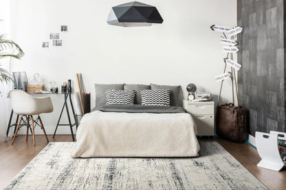 Dynamic Rugs Troya 4604 Grey Ivory Blue Contemporary Machine-Made Rug