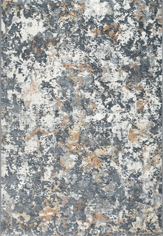 Dynamic Rugs Couture 52023 Charcoal Copper   Contemporary Machine-Made Rug