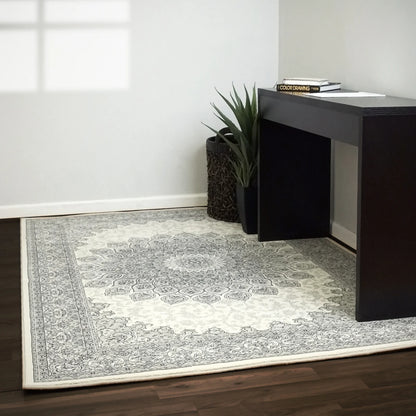 Dynamic Rugs Ancient Garden 57090 Cream Grey Traditional Machine-Made Rug