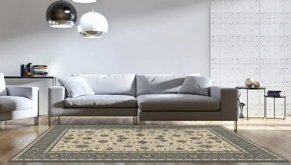 Dynamic Rugs Ancient Garden 57120 Beige Light Blue Traditional Machine-Made Rug