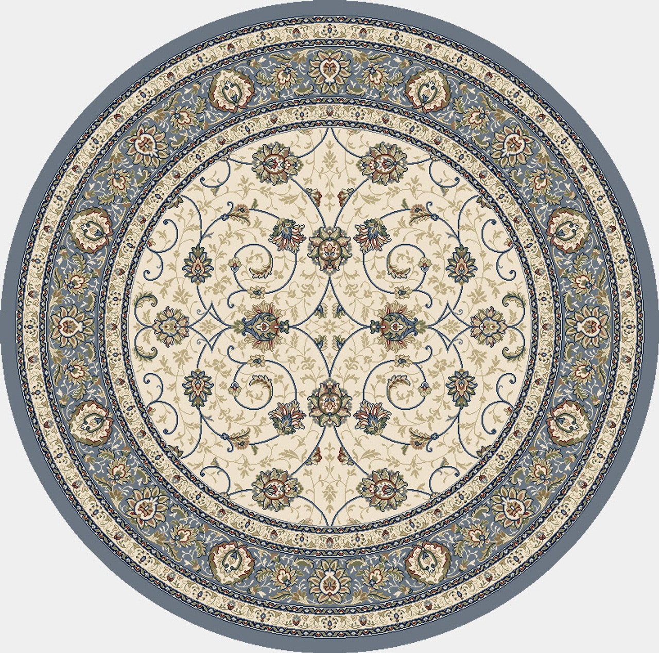 Dynamic Rugs Ancient Garden 57120 Beige Light Blue Traditional Machine-Made Rug