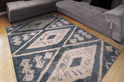 Dynamic Rugs Cruz 7003 Blue Ivory  Modern Machine-Made Rug