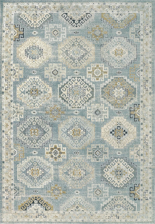 Dynamic Rugs Annalise 7607 Blue Beige Cream Transitional Machine-Made Rug