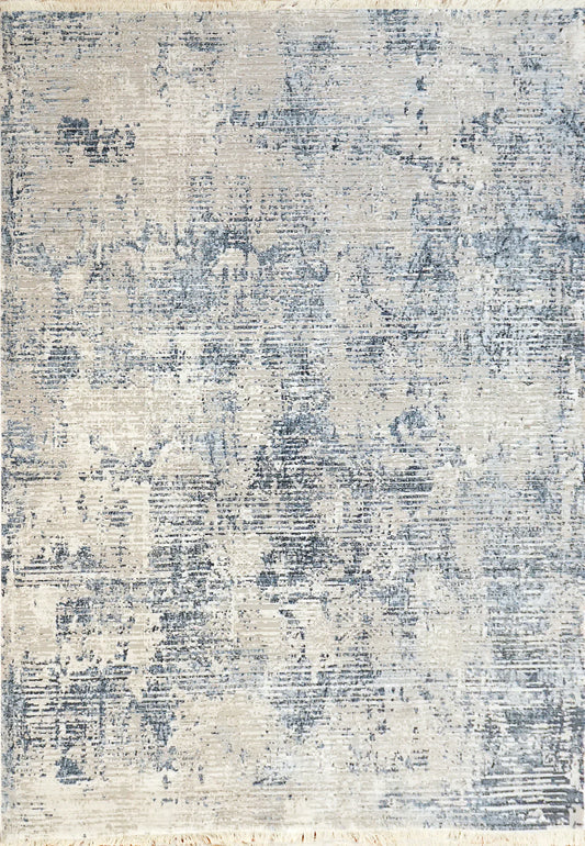 Dynamic Rugs Mood 8451 Ivory Blue Traditional Machine-Made Rug