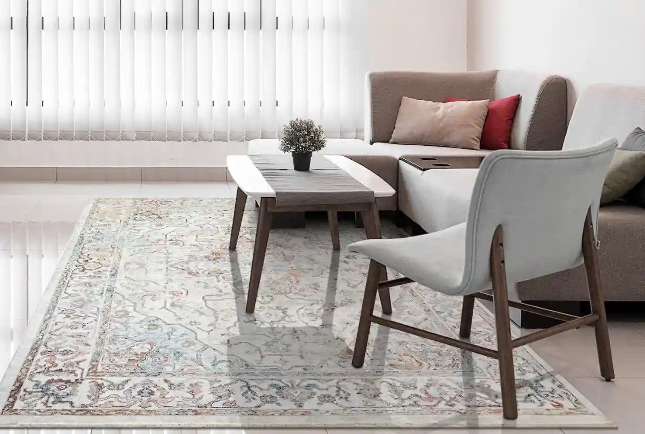 Dynamic Rugs Mood 8457 Red Blue Ivory Traditional Machine-Made Rug