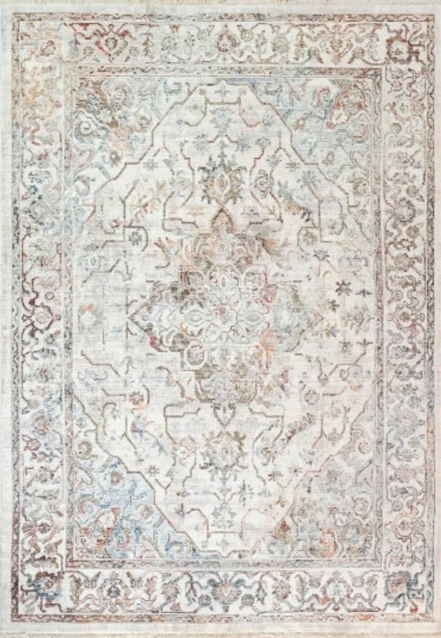 Dynamic Rugs Mood 8457 Red Blue Ivory Traditional Machine-Made Rug