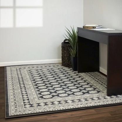 Dynamic Rugs Ancient Garden 57102 Charcoal Silver Traditional Machine-Made Rug